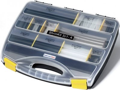 HELLERMANNTYTON - Valisette d'assortiment de 385 gaines thermo adh&eacute;sives