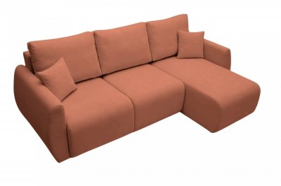 CASANOVA PARIS Hera - Canap&eacute; D'angle Convertible Tissu Doux 3 Places Terracotta