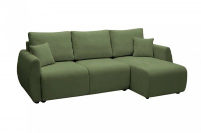 CASANOVA PARIS Hera - Canap&eacute; D'angle Convertible Tissu Doux 3 Places Vert