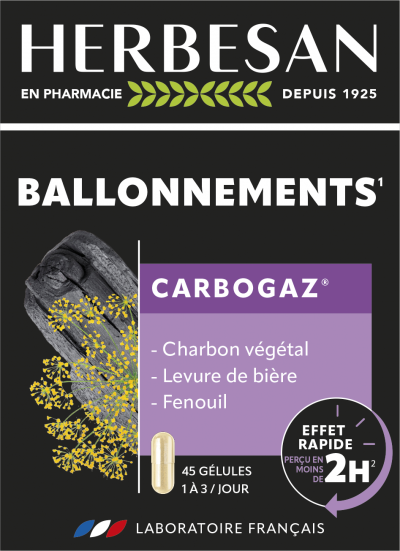 HERBESAN  Carbogaz - 45 G&eacute;lules - Bo&icirc;te 45 g&eacute;lules