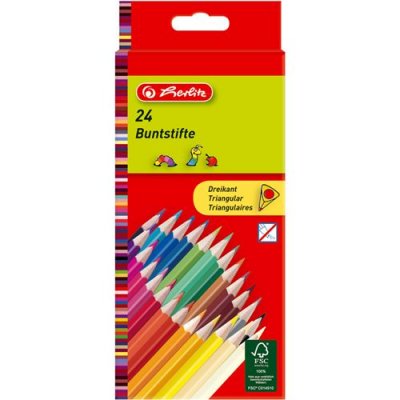 HERLITZ  10412039 Pack de 24 Crayons de couleur triangulaires