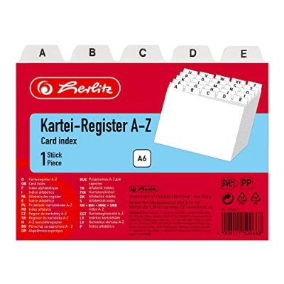 GENERIQUE Herlitz Index alphab&eacute;tique, PP, A6 paysage, blanc - Lot de 4
