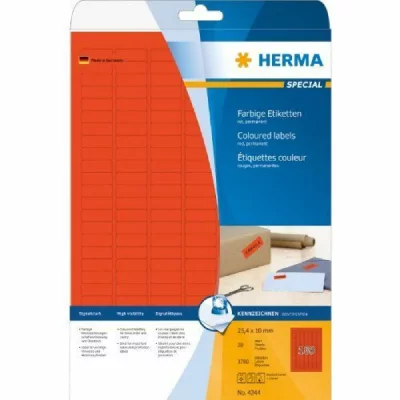 HERMA  4244 &Eacute;tiquettes 25,4 x 10 A4 3780 pi&egrave;ces Rouge