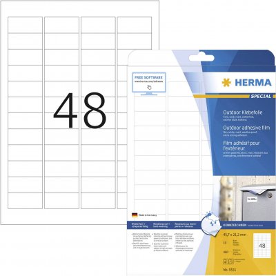 HERMA  - 9531 - &Eacute;tiquettes, 45.7 x 21.2 mm, couleur blanc