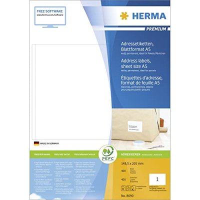 HERMA  Address Labels 148.5x205 400 Sheets 400 Pieces Blanc