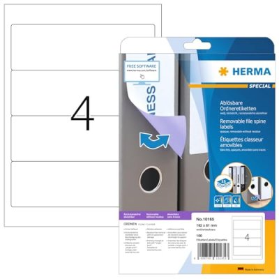 HERMA  Etiquette dos de classeur SPECIAL, 192 x 61 mm, blanc - Lot de 2