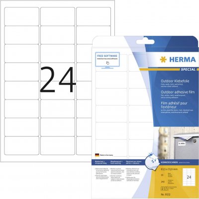 HERMA  Etiquette en film adh&eacute;sif Outdoor SPECIAL, 63,5x33,9mm - Lot de 2