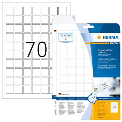 HERMA  &Eacute;tiquette en film SPECIAL, 24 x 24 mm, blanc
