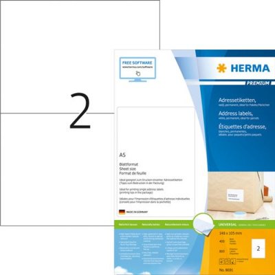 HERMA  Etiquette universelle PREMIUM, 148,5 x 105 mm, blanc