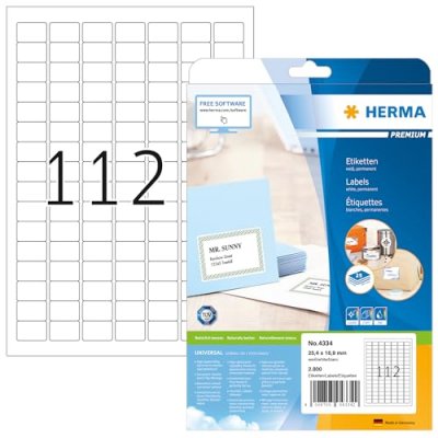 HERMA  etiquettes 25,4x16,9 25f. Din a4 2800 pi&egrave;ces 4334 DFX-164558