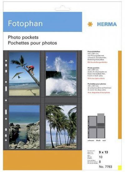 HERMA  fotophan 9x13 vertical 10 feuilles noir 7783
