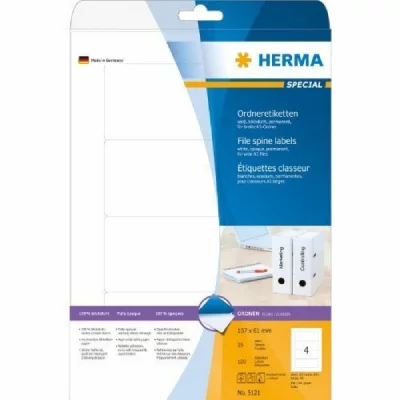 HERMA   etiquette dos de classeurs special, 157 x 61 mm, blanc noir 