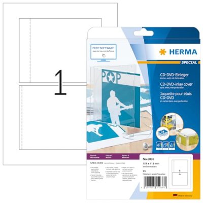 HERMA  Jaquette pour bo&icirc;tier standard de CD, 151 x 118 mm, - Lot de 2