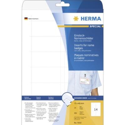 HERMA  namens-einsteckschild. a4 75x40 mm wei&szlig; kart 9010
