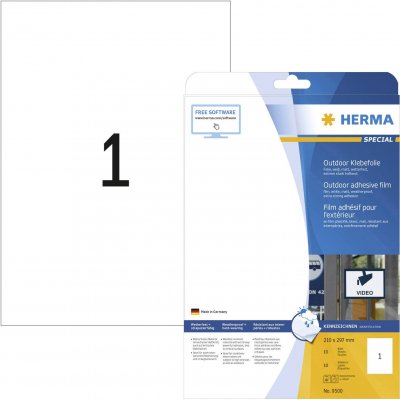 HERMA  Outdoor Adhesive Film 9500 210x297 Mm 50 Sheets 10 Units Blanc