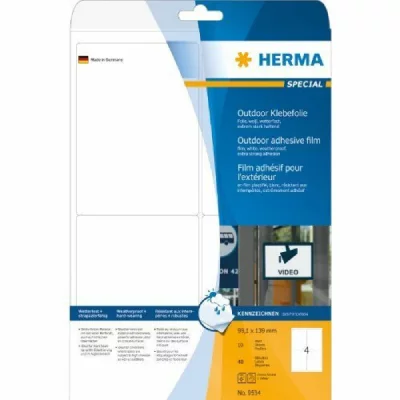 HERMA  Outdoor Adhesive Film 9534 99.1x139 Mm 10 Sheets 40 Units Blanc