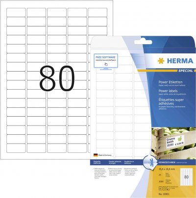 HERMA  Power Etiquette SPECIAL, 35,6 x 16,9 mm, blanc - Lot de 2