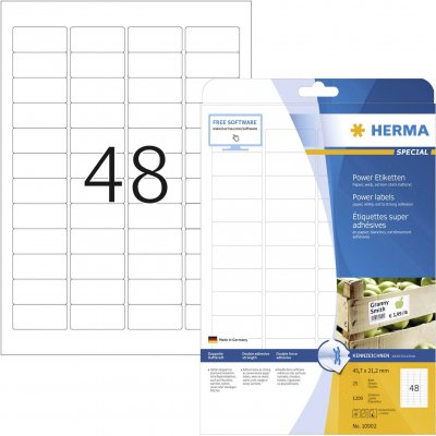 HERMA  Power Etiquette SPECIAL, 45,7 x 21,2 mm, blanc - Lot de 2