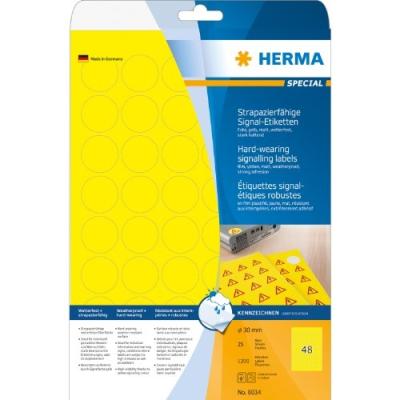 HERMA  signal-etiketten a4 30 mm gelb folie 1200 st 8034