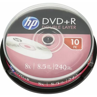 HP Hewlett Packard DVD+R double couche 8x, 10 pi&egrave;ces en cake box