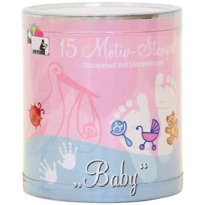 GENERIQUE Heyda kit de timbres &agrave; motifs baby, en bo&icirc;te ronde trans- 204888485