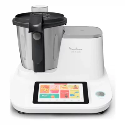MOULINEX Hf506111 Click & Cook Robot cuiseur 3.6L 1400W 32 Fonctions Robot Chauffant Broyage de Glace Blanc