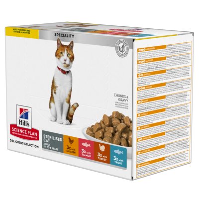 HILL S SCIENCE PLAN Hill's Adult Sterilised Multipack pour jeune chat 1 bo&icirc;te (12 x 85 g)