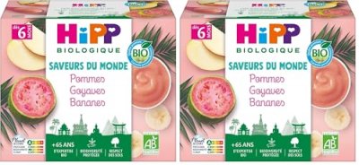 HIPP  Biologique Pommes Goyaves Bananes Coupelles 4x100g
