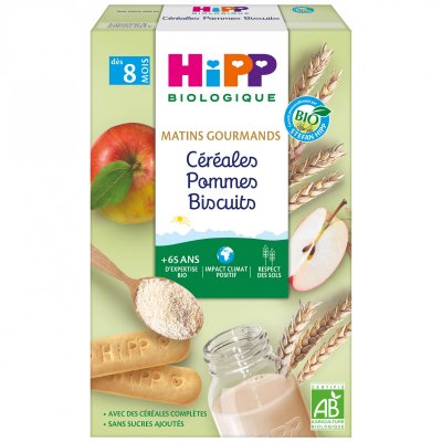 HIPP C&eacute;r&eacute;ales Matins Gourmands - Pommes Biscuits - 250g - D&egrave;s 8 Mois
