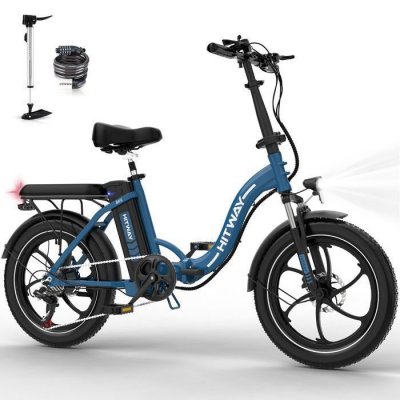 HITWAY  V&eacute;lo &Eacute;lectrique pliable 20"" - Batterie 36V/11,2Ah - Moteur 250W - 7 Vitesses - Bleu