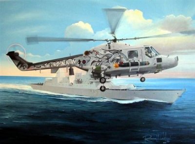 HOBBY BOSS Hobbyboss 1:72-Royal Navy Westland Lynx Has.3, HY87237, Bleu Marine