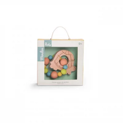  Hochet anneau de dentition bois et silicone tortue trois petits lapins