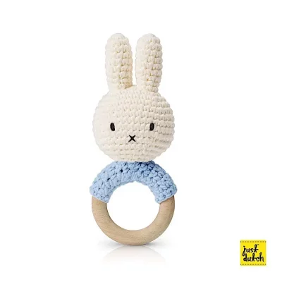 JUST DUTCH Hochet anneau de dentition Miffy bleu pastel