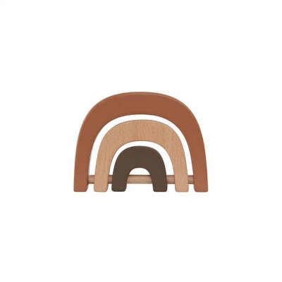 OYOY LIVING DESIGN Hochet Arc-en-ciel marron en bois H8,5x11,6x1,6cm