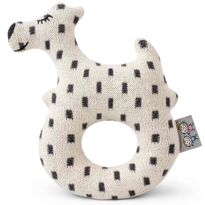 SEVIRA KIDS Hochet b&eacute;b&eacute; en coton tricot&eacute; - Chien Scotty