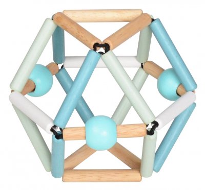 TROUSSELIER Hochet en bois  Anneau de dentition Bleu 