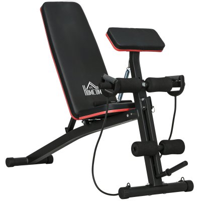 HOMCOM  - appareil abdominaux - acier ABS - 160x54x106cm - Noir Rouge