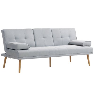 HOMCOM  - canap&eacute; convertible - Tissus - 181x77x78cm - Gris clair