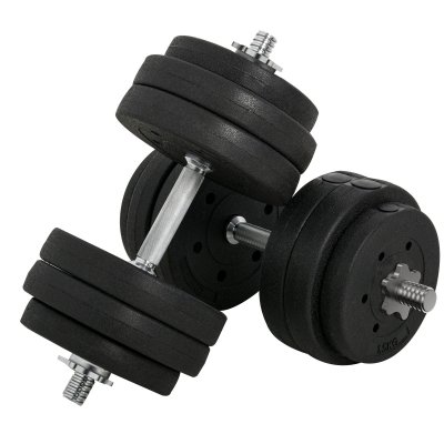 HOMCOM  Ensemble d'halt&egrave;res courtes total 30 Kg - barres incluses - acier PU noir