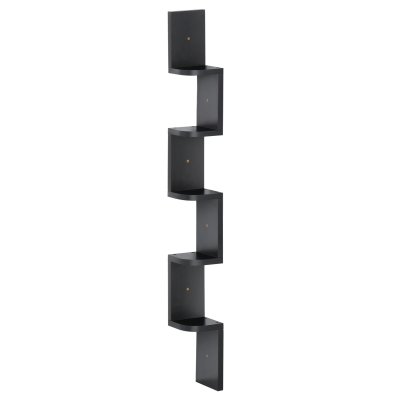 HOMCOM &Eacute;tag&egrave;re d'angle Murale &agrave; 5 Niveaux Hauteur 120 cm Forme de Zigzag en Bois Noire