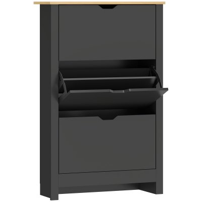 HOMCOM - meuble &agrave; chaussures - Bois - 72x26x112cm - noir Bois naturel