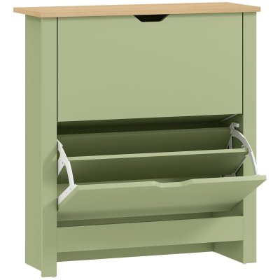 HOMCOM - meuble &agrave; chaussures - Bois - 72x26x80cm - Vert Bois naturel