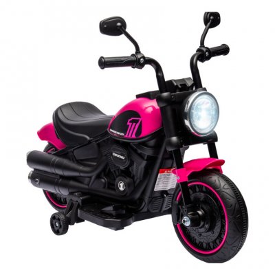 HOMCOM  Moto Électrique pour Enfants 3 km/h 6V Phare LED 18-36 Mois Rose