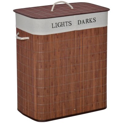 HOMCOM - Panier &agrave; linge - bambou naturel - 52x32x63cm - marron