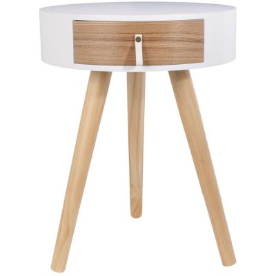 Home Deco Factory Table de Chevet Nora blanche - D.35x46.5 cm T.U
