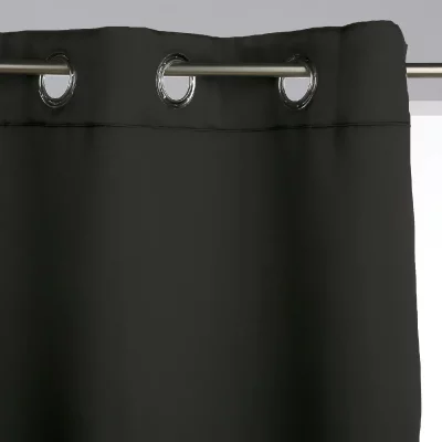 HomeMaison Paire de Rideaux Occultant, Polyester, Noir, 240x135 cm