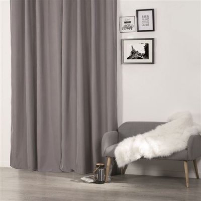 HomeMaison Rideau Isolant &agrave; &oelig;illets, Polyester, Gris, 260x140 cm