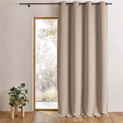 HomeMaison Rideau Occultant Non Feu M1, Polyester, Beige, 180x140 cm