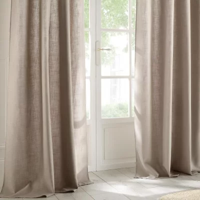 HomeMaison Rideau Uni Esprit Tweed, Polyester, Lin, 260x140 cm