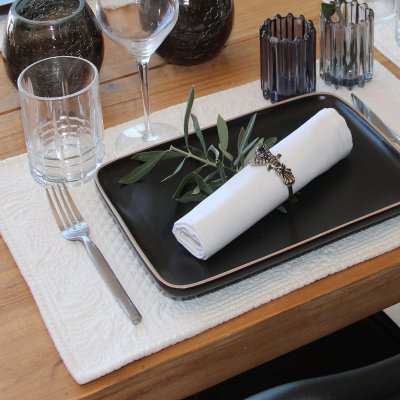 SUD ETOFFE Homemaison - Set de table matelass&eacute; Ecru 35 x 50 cm - Ecru